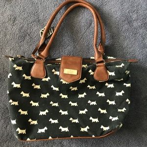 Black and brown zipped scottie dog tote bag